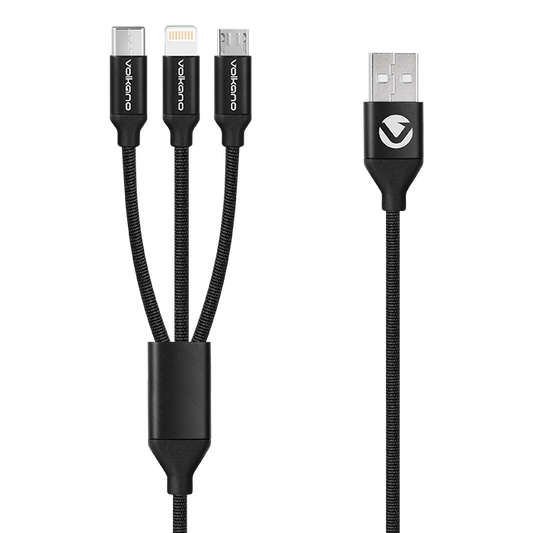 Volkano Weave Series 3-in-1 Charge Cable 1m