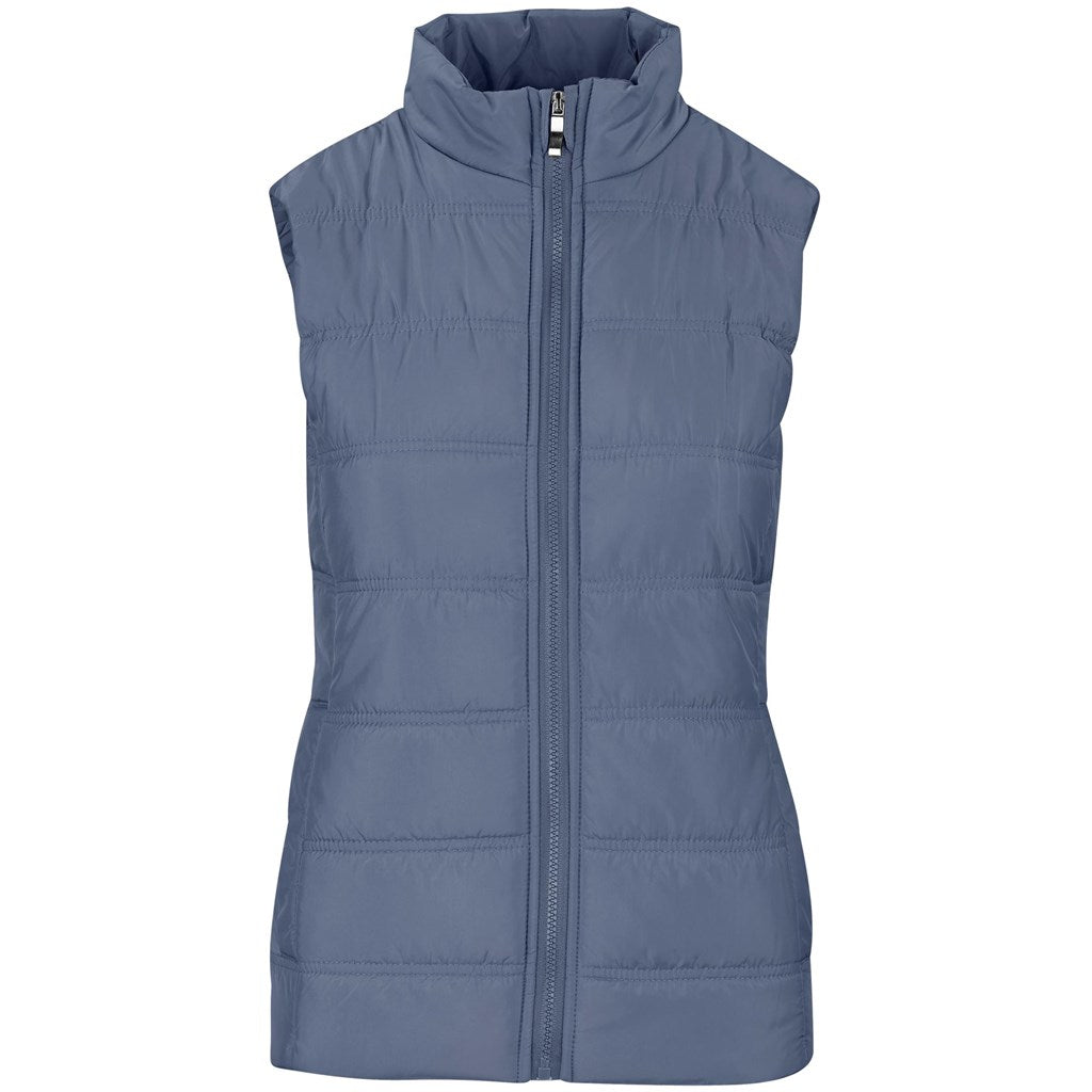 Blue puffer vest on a white background
