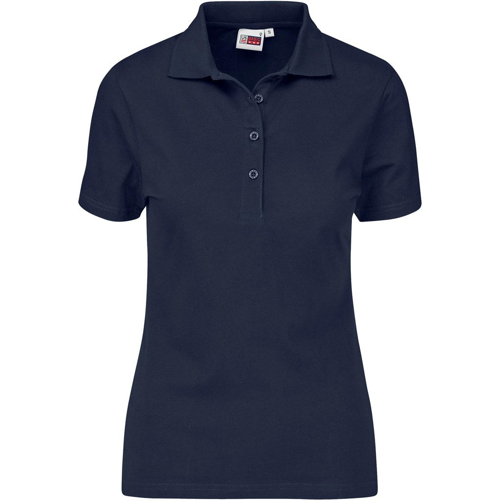 Navy blue polo shirt on a white background