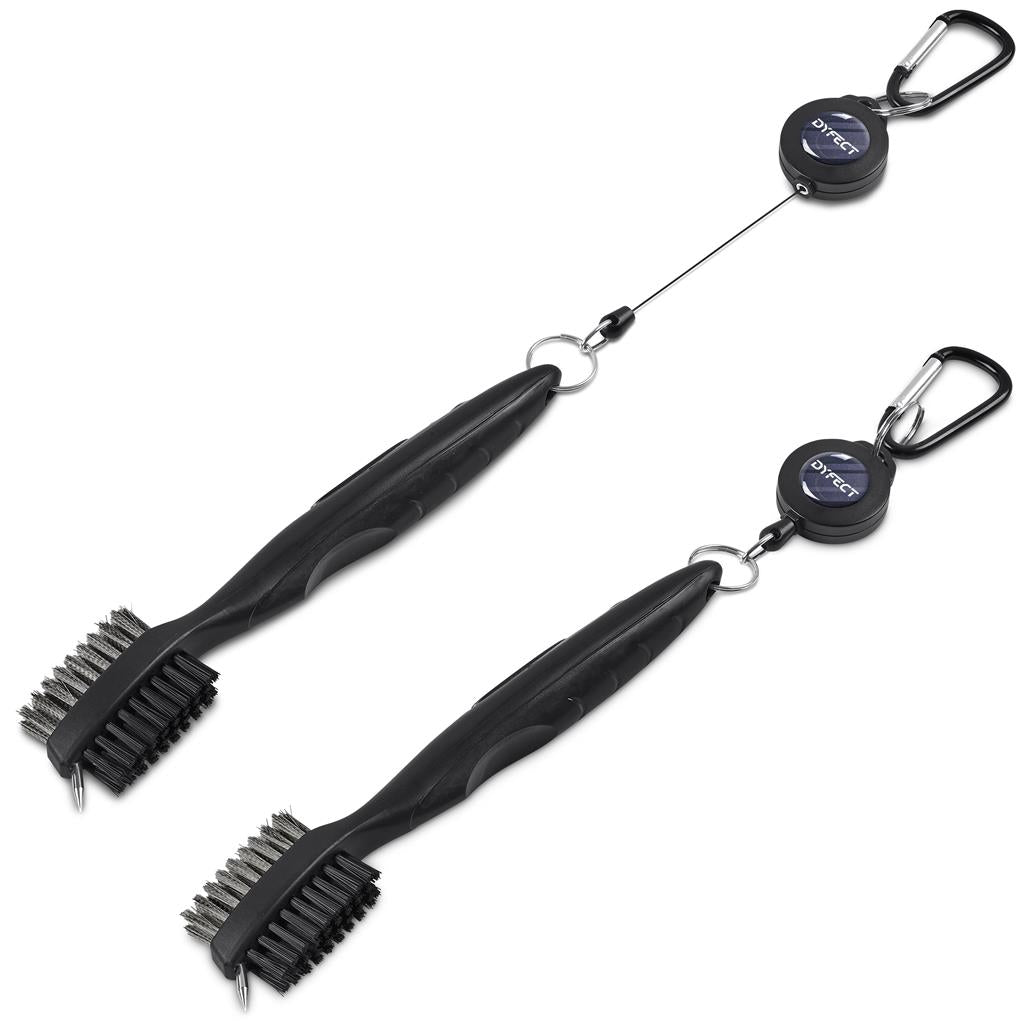 Two black grill brushes with retractable handles on a white background