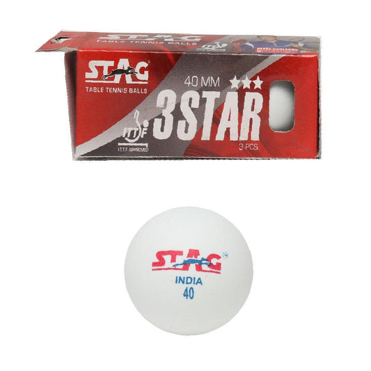 Table Tennis (Balls) (Stag) (3* Pvc Ittf Approved) (Pkt 3)