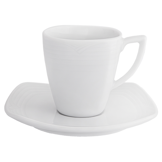Arctic White Sqaure Espresso Cup and Saucer