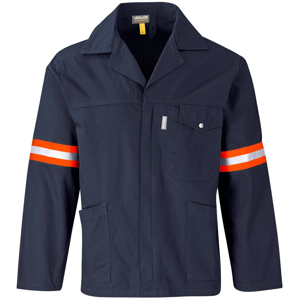 Artisan Premium 100% Cotton Jacket - Reflective Arms - Orange Tape - Navy