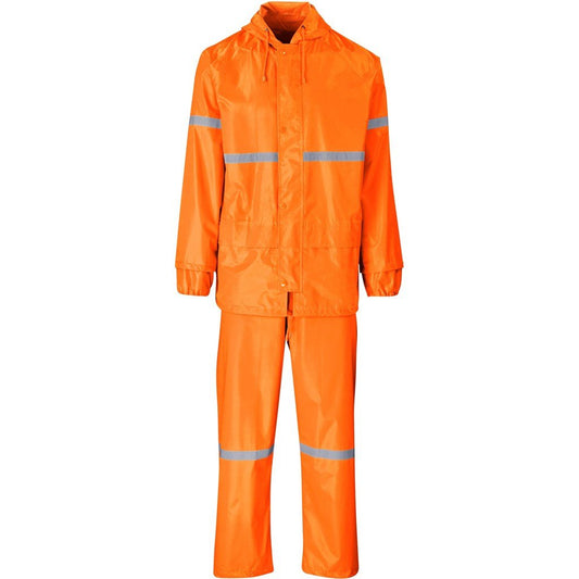 Outdoor Hi-Viz Reflective Polyester/PVC Rainsuit - Orange