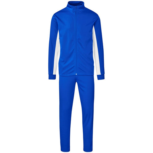 Blue tracksuit with white stripes on a white background

