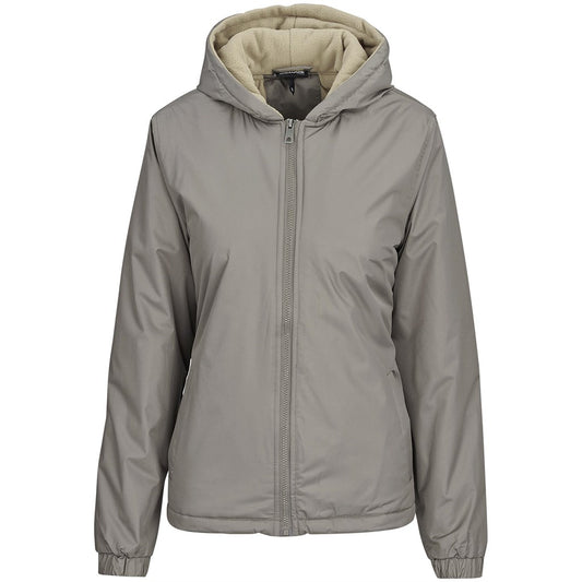 Gray jacket with a hood on a white background


