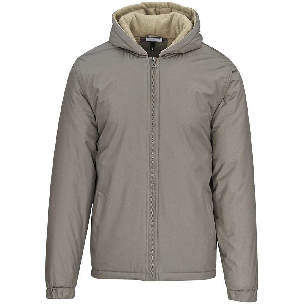 Gray jacket with a hood on a white background

