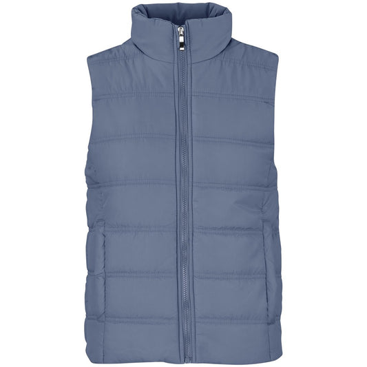 Blue puffer vest on a white background

