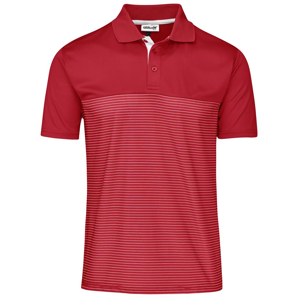 Red striped polo shirt on a white background

