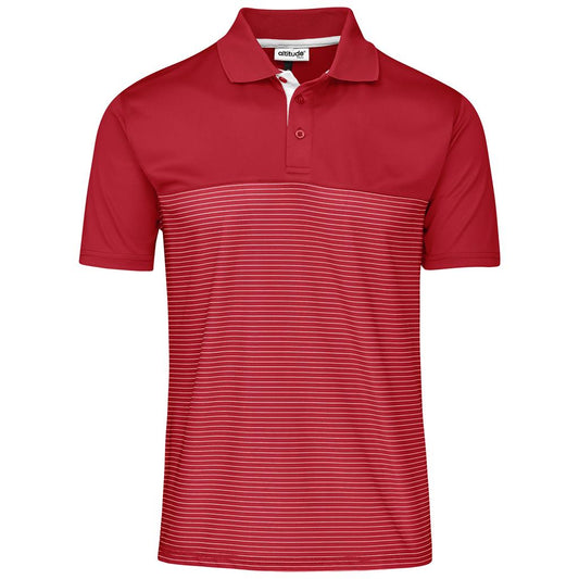 Red striped polo shirt on a white background

