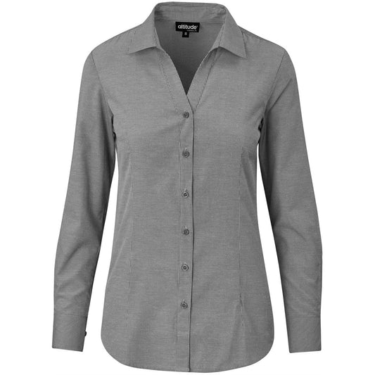 Gray button-up shirt on a white background

