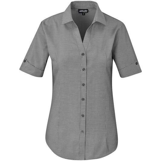Gray short-sleeve shirt on a white background

