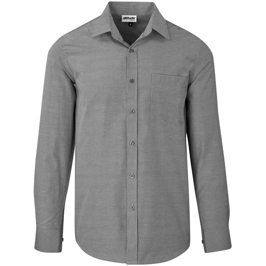 Gray button-up shirt on a white background

