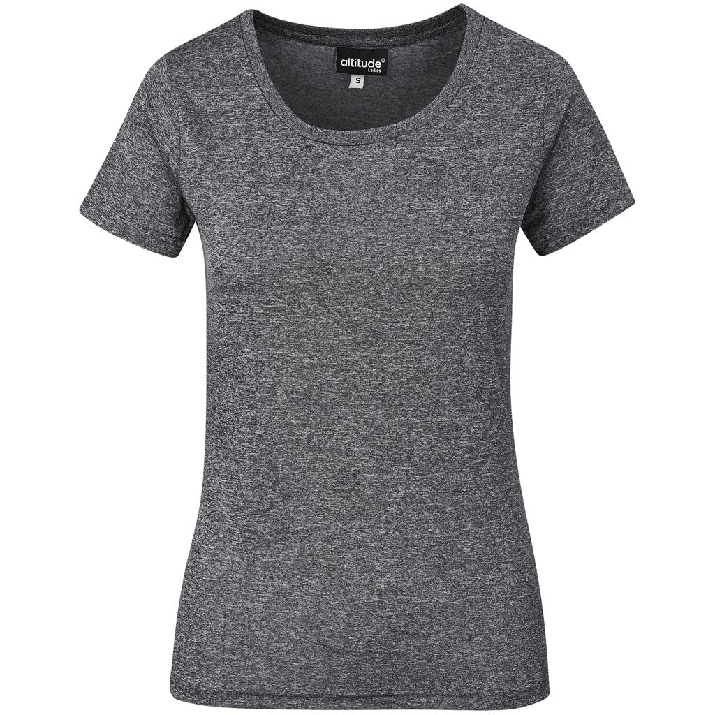 Gray t-shirt with 'altitude' branding on a white background

