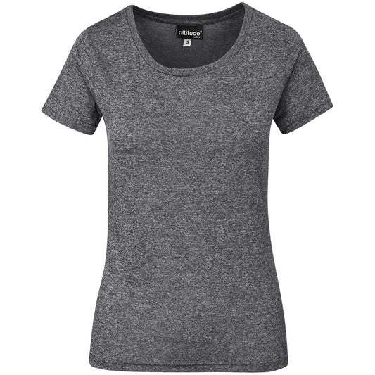 Gray t-shirt with 'altitude' branding on a white background

