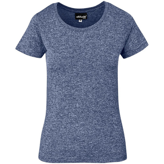 Blue t-shirt with 'altitude' label on a white background


