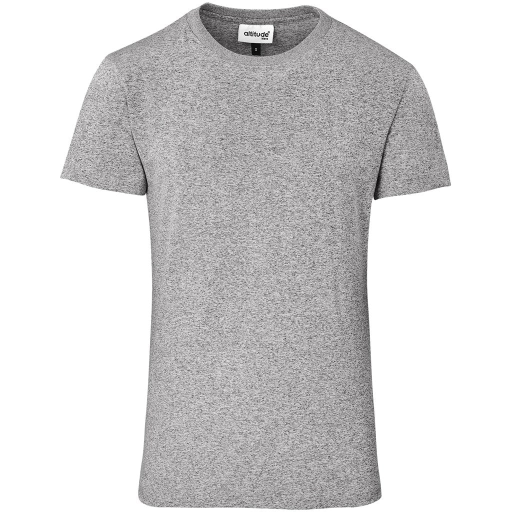 Gray t-shirt with a brand label on a white background


