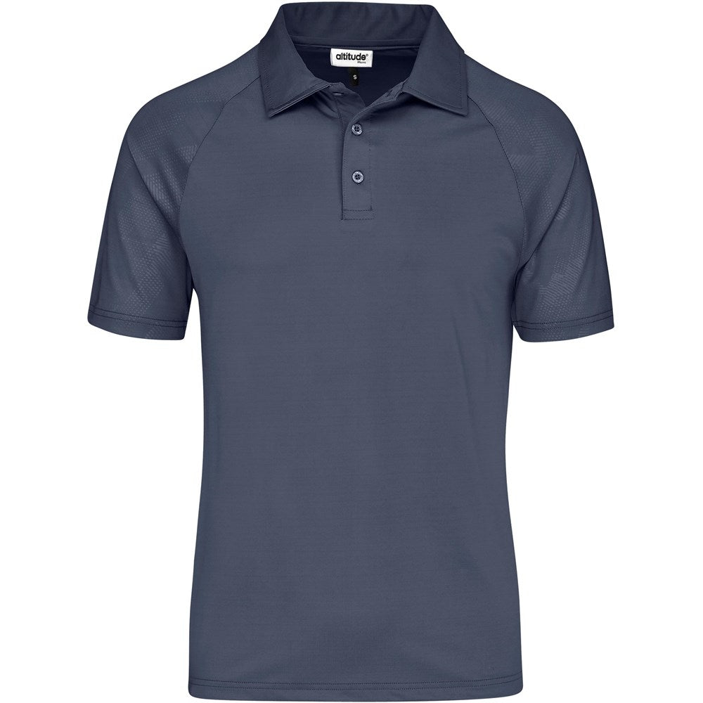 Navy blue polo shirt on a white background

