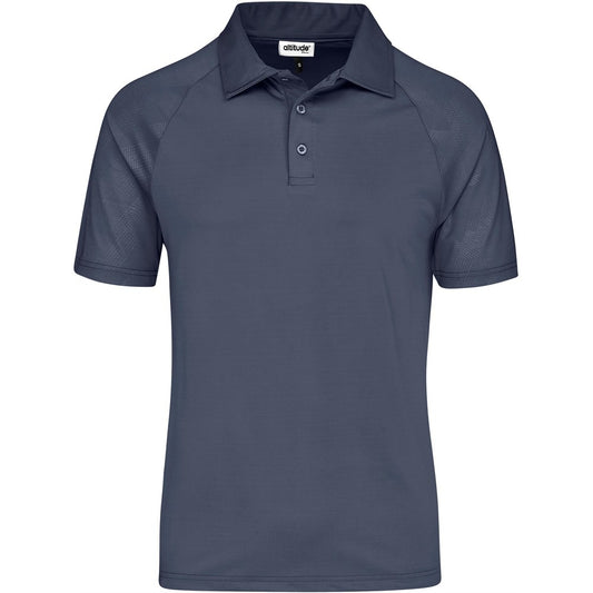 Navy blue polo shirt on a white background

