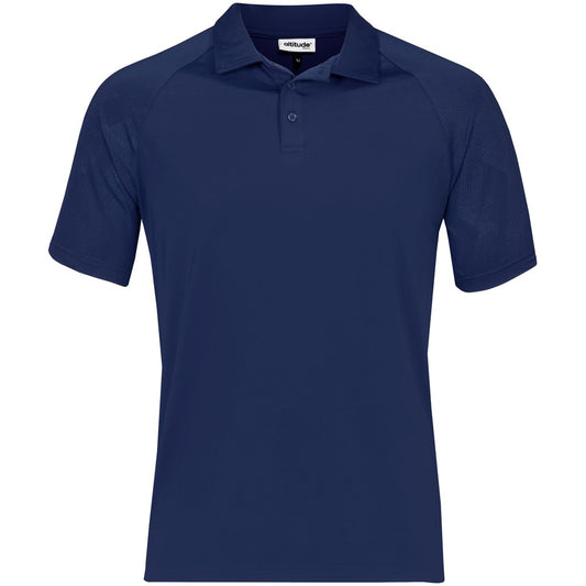 Navy blue polo shirt on a white background

