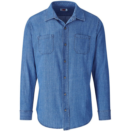 Blue denim shirt on a white background

