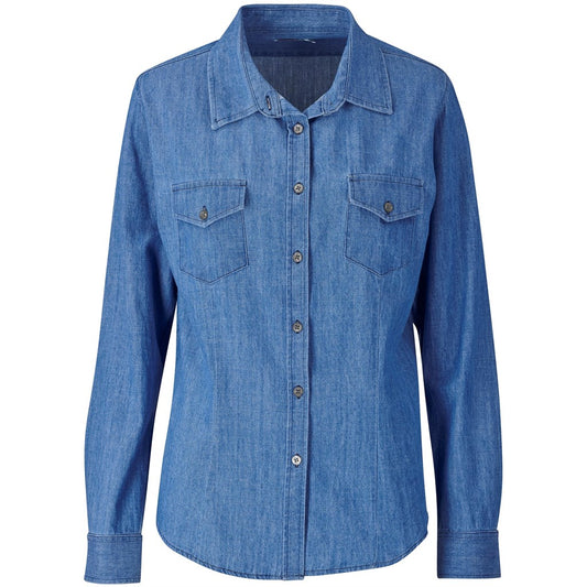 Blue denim shirt on a white background

