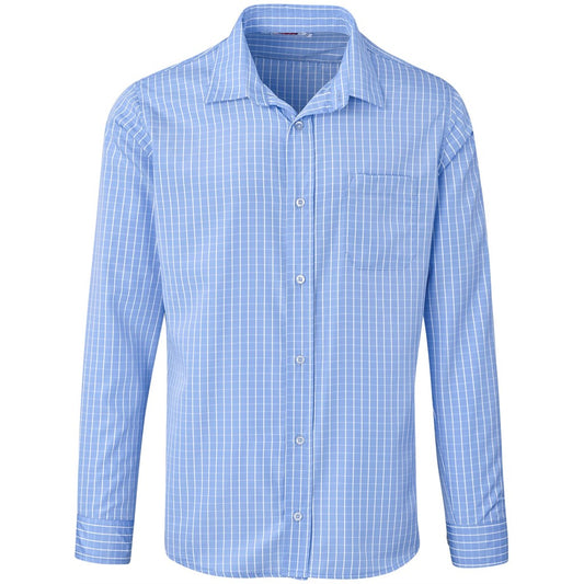 Blue checkered shirt on a white background

