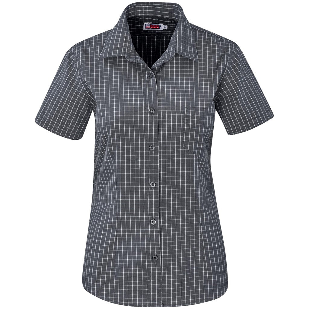Short-sleeve checkered shirt on a white background

