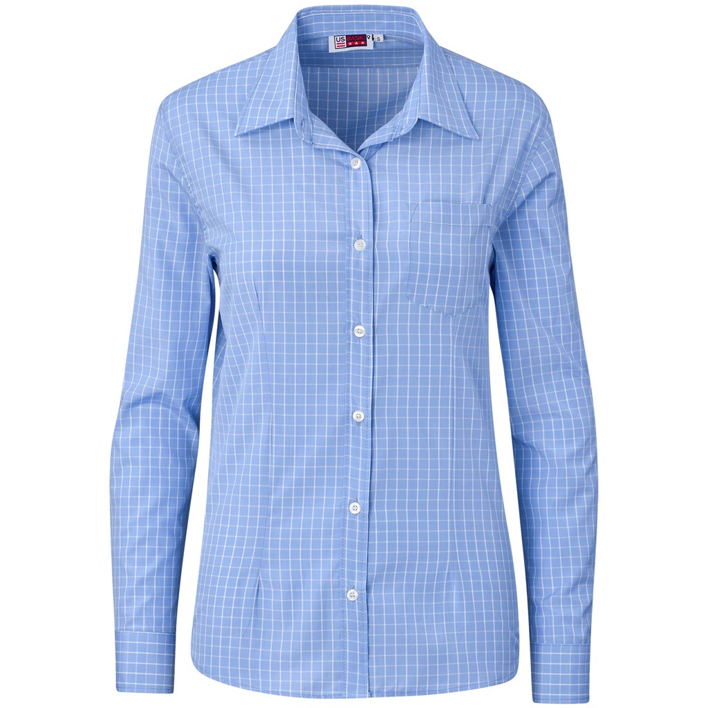 Blue checkered shirt on a white background

