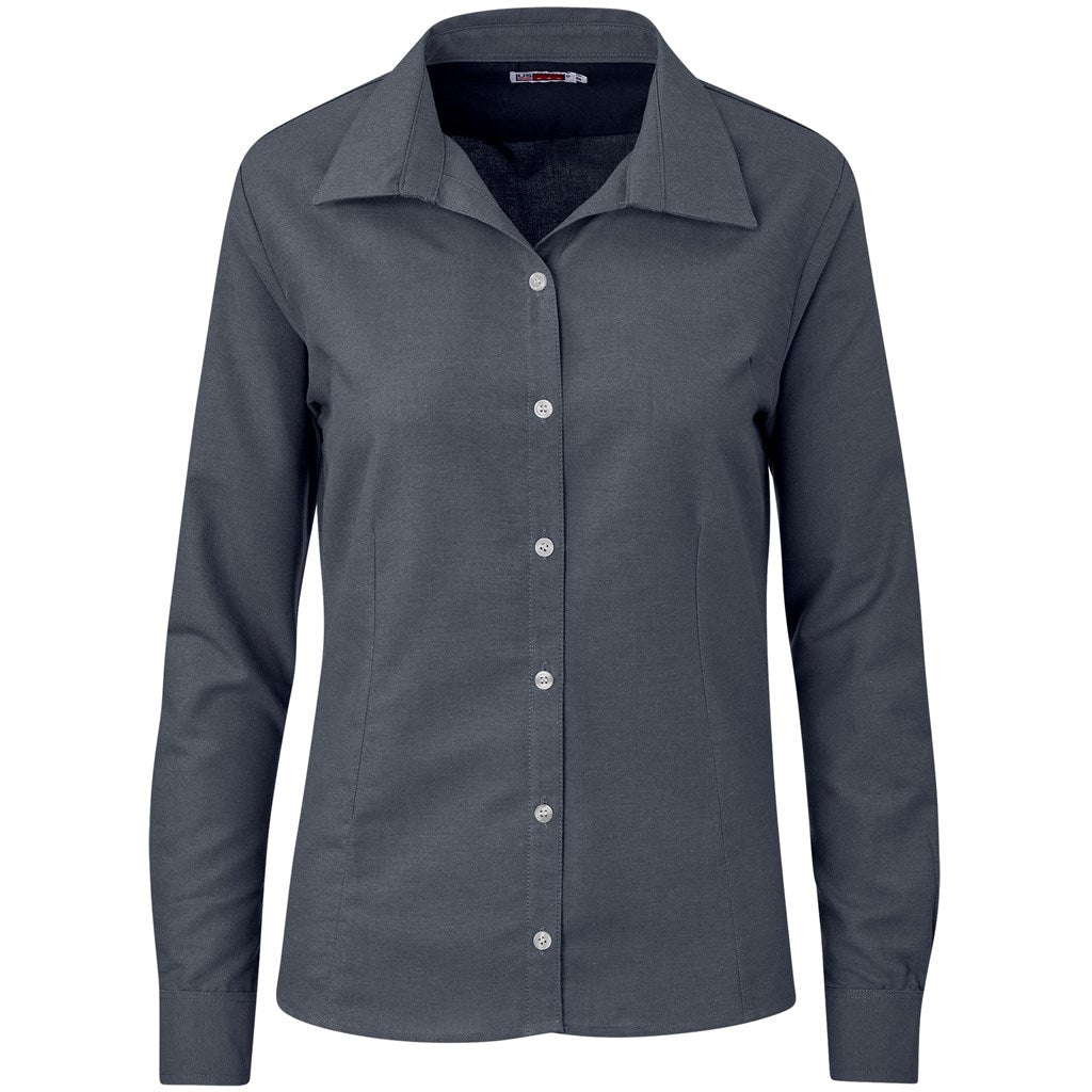 Gray button-up shirt on a white background

