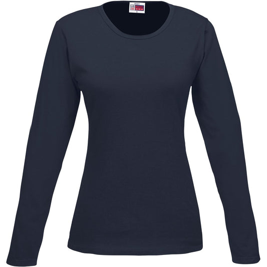 Navy blue long-sleeve shirt on a white background

