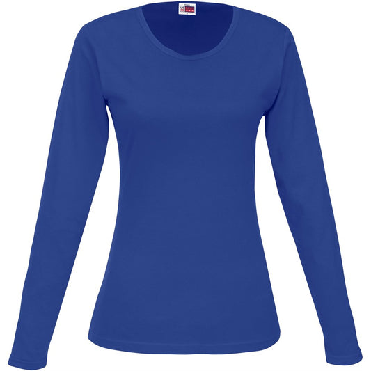 Blue long-sleeve shirt on a white background

