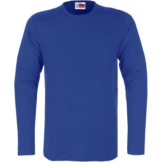 Blue long-sleeve shirt on a white background

