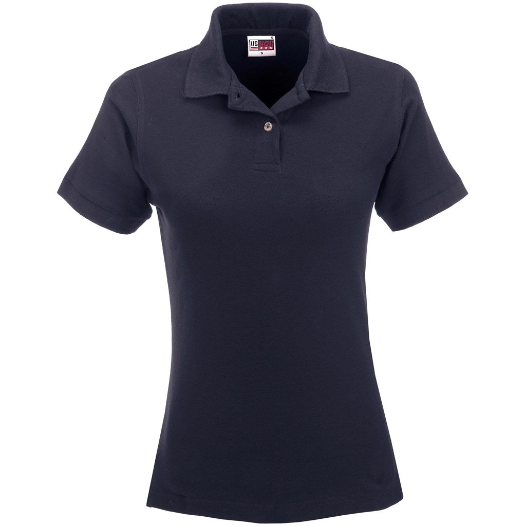 Navy blue polo shirt on a white background

