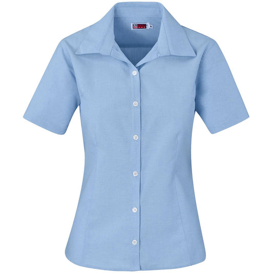 Light blue short-sleeve shirt on a white background

