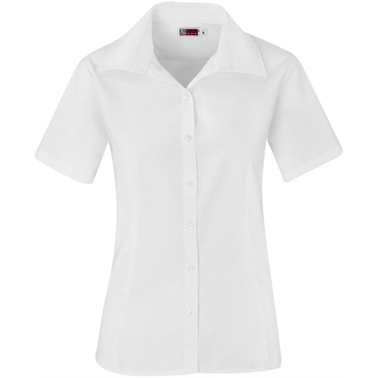 White short-sleeve shirt on a white background


