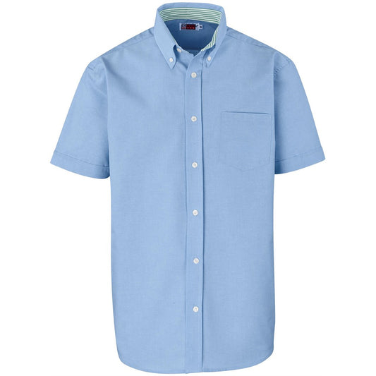 Light blue short-sleeve shirt on a white background

