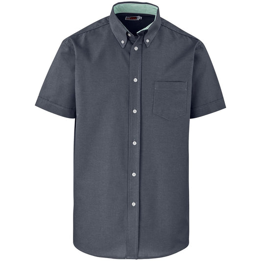 Gray short-sleeve shirt with button details on a white background

