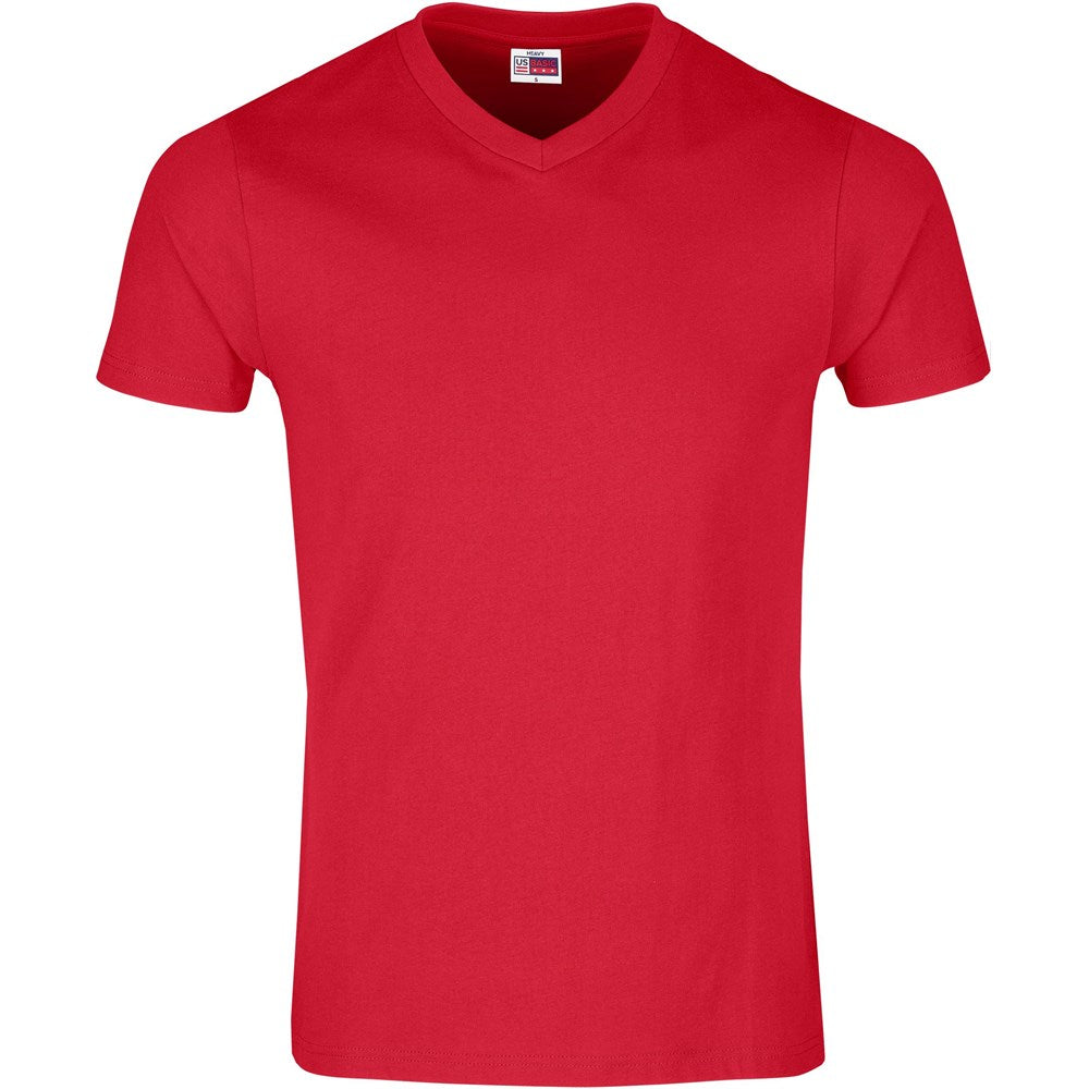 Red V-neck t-shirt on a white background

