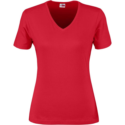 Red V-neck t-shirt on a white background

