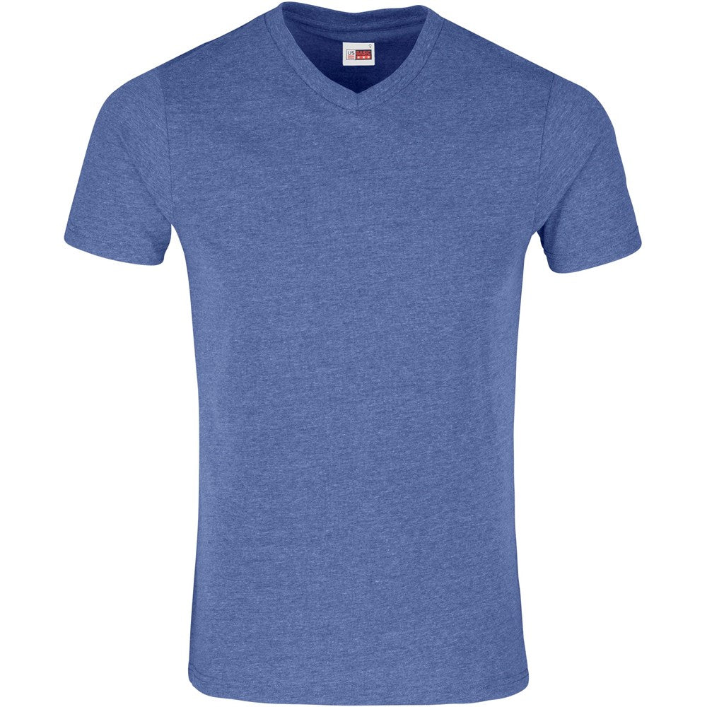 Blue V-neck t-shirt on a white background

