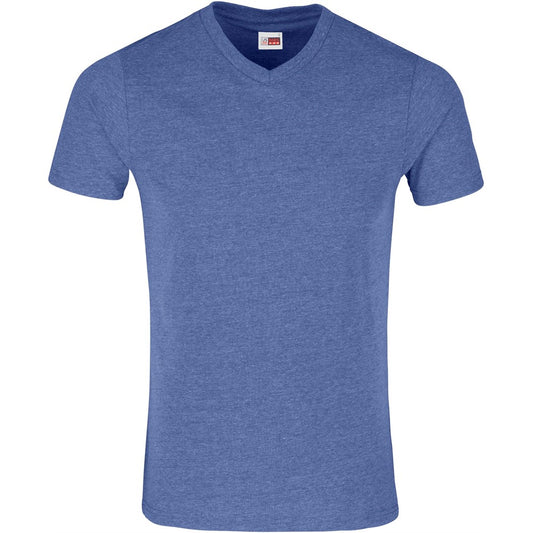 Blue V-neck t-shirt on a white background


