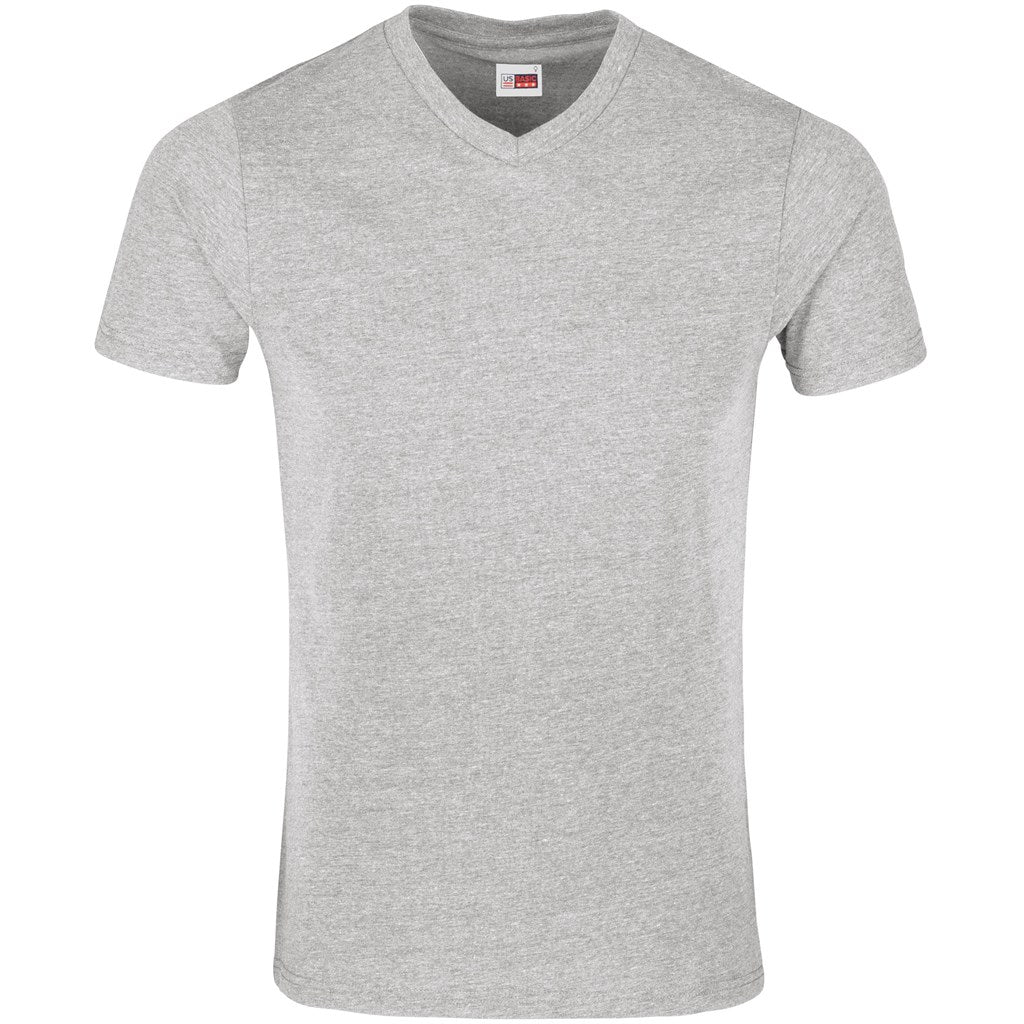 Gray t-shirt with a brand label on a white background

