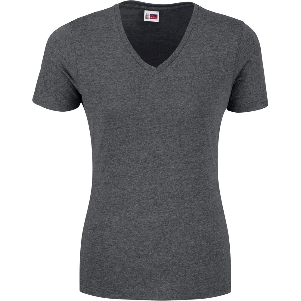 Gray V-neck t-shirt on a white background


