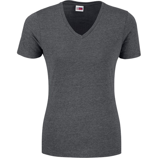 Gray V-neck t-shirt on a white background

