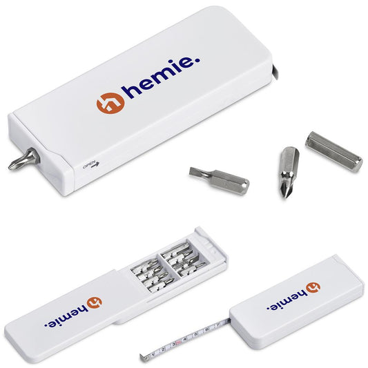 Hemie screwdriver set with multiple bits on a white background

