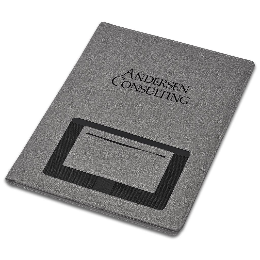 Gray notebook with 'Andersen Consulting' logo on a white background


