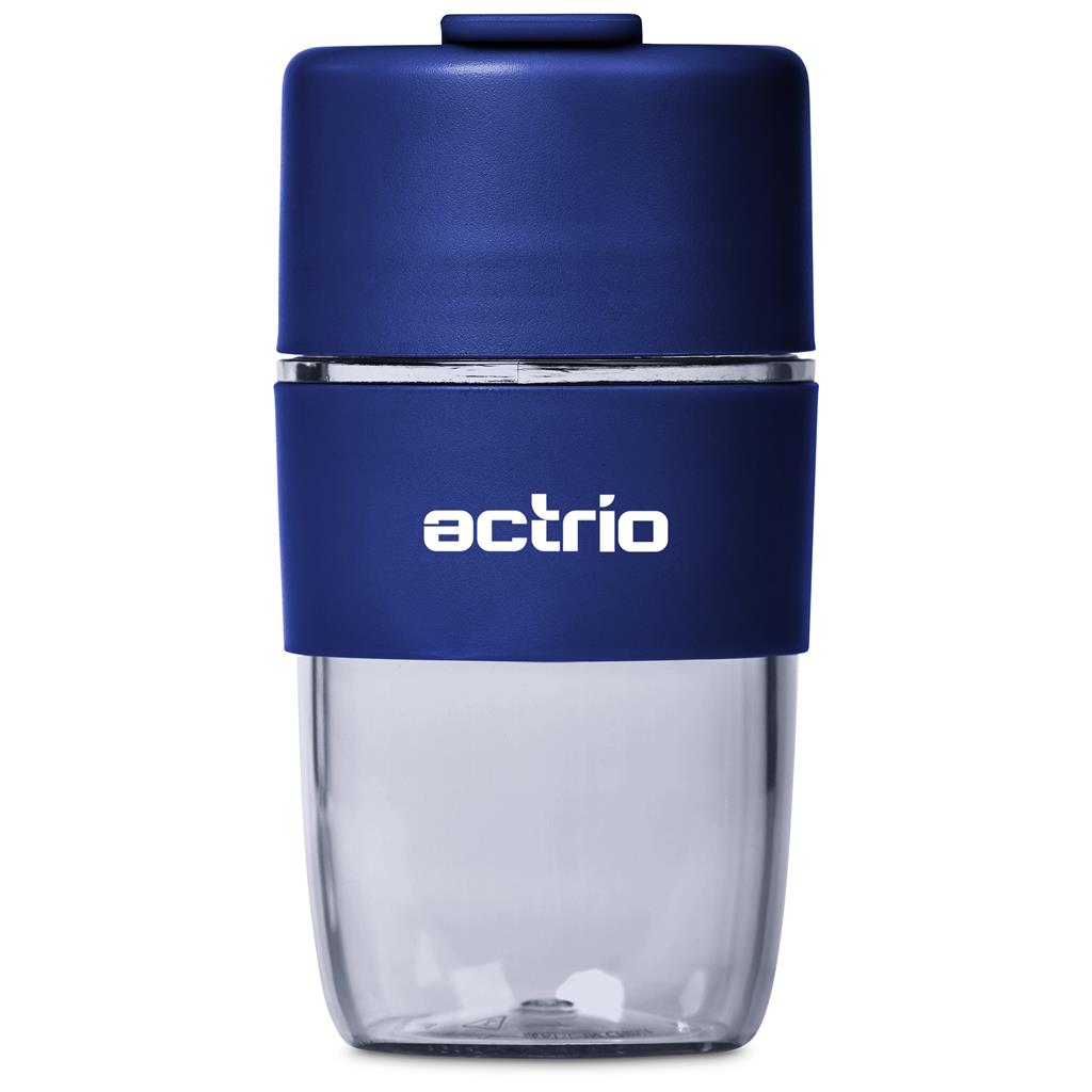 Blue and clear container with 'ectrio' branding on a white background

