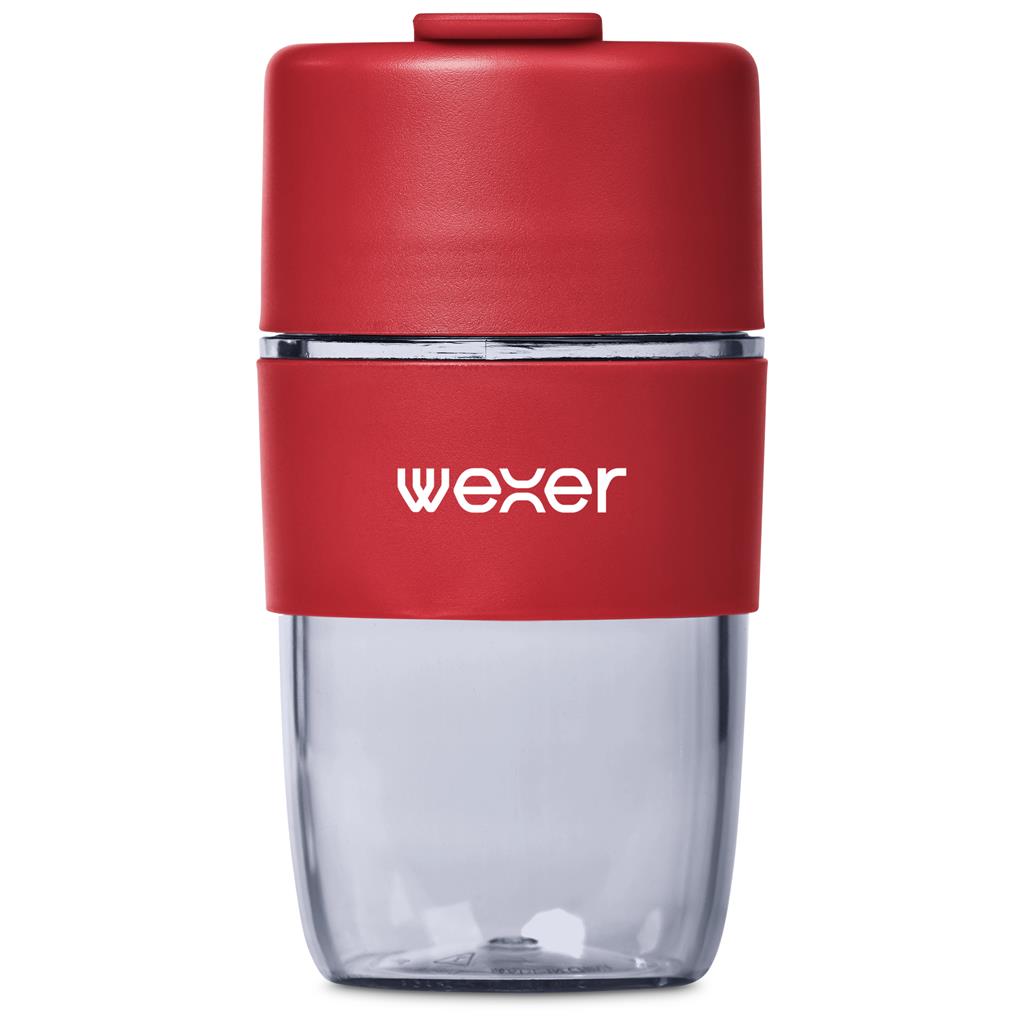 Red and clear container with 'wexer' branding on a white background


