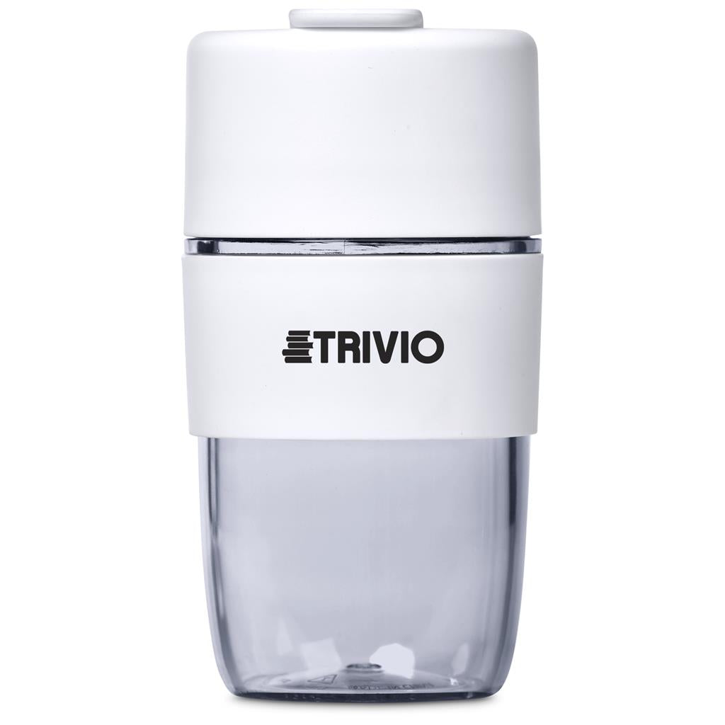 White and clear container with Trivio logo on a white background

